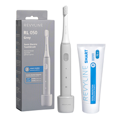 Электрическая зубная щетка Revyline RL050+ зубная паста серый