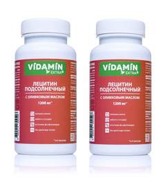 Лецитин подсолнечный VIDAMIN EXTRA Lecithin с оливковым маслом 1200мг 120 капсул, 2 шт