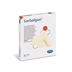 Повязка Sorbalgon из волокон кальция-альгината для экссудирующих ран 10х10см, 999595 1 шт. Hartmann
