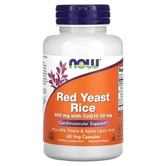 Красный дрожевой рис NOW RED YEAST RICE, COQ10 60 веганских капсул