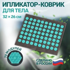 Ипликатор-коврик, основа текстиль, 70 модулей, 32 x 26 см, цвет темно-серый/бирюзовый Onlitop