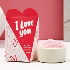 Соль для ванны Чистое счастье I love you клубника 200 г