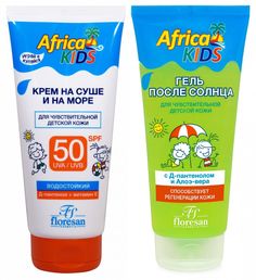 Набор Floresan Africa kids крем солнцезащитный SPF50 150 мл и гель после загара 200 мл