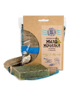 Мочалка льняная Море Мыла с натуральным Пихтовым мылом внутри