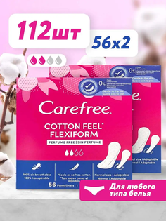 Прокладки Carefree Cotton Feel Flexiform без запаха 2 уп по по 56 шт