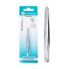 Пинцет для бровей Zinger Standard 86017 М скошенный серебристый 2 шт