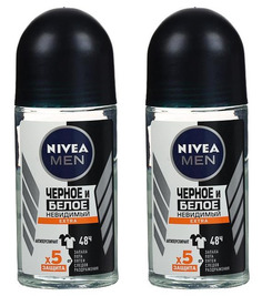 Дезодорант шариковый NIVEA черное и белое невидимый extra 50мл 2шт