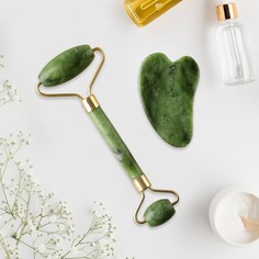 Массажеры гуаша для лица Summer, набор, серпентин и кальцит No Brand