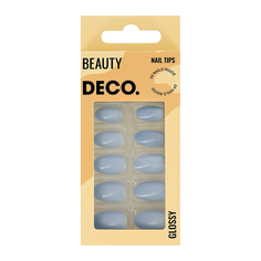 Набор накладных ногтей с клеевыми стикерами DECO. BEAUTY glossy blue chic