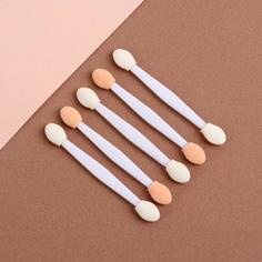 Набор аппликаторов для теней, двусторонние, 5 шт, 7,5 см, цвет белый No Brand