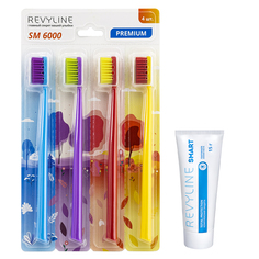 Набор зубных щеток Revyline SM6000 Smart, 4 шт + Зубная паста Revyline Smart, 15 г