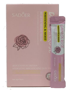 Увлажняющая и выравнивающая тон кожи гелевая маска для лица Sadoer с дамасской розой 6 г