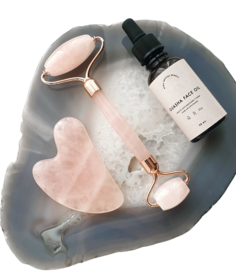 Подарочный набор Роллер + Гуаша из кварца + Масло для массажа лица Beauty Box Aura.Crystal.Beauty