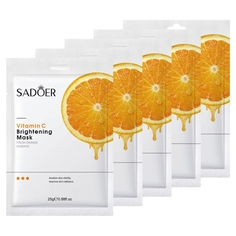 Набор Sadoer Тканевая маска для лица выравнивающая тон кожи с витамином С 25 г х 5шт