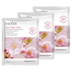 Набор Sadoer Тканевая маска для лица выравнивающая с экстрактом цветов сакуры х 3 шт