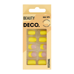 Набор накладных ногтей с клеевыми стикерами Deco. BEAUTY festival yellow fun