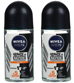 Дезодорант шариковый NIVEA men черное и белое невидимый extra 50мл 2шт