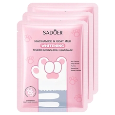 Набор Sadoer Питательная тканевая маска для рук с ниацинамидом и козьим молоком х 3 шт