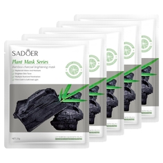 Набор Sadoer Очищающая тканевая маска для лица с бамбуковым углем 25 г х 5 шт