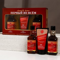 Набор "Первый во всем", гель для душа, шампунь для волос и гель для бритья Hard Line
