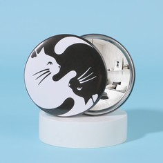 Зеркало «Кошки», d = 7 см, цвет белый/черный Queen Fair