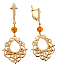 Серьги из металла Jenavi f340p1j9, янтарь