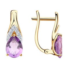 Серьги из желтого золота SOKOLOV 725891, аметист/фианит