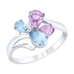 Кольцо из серебра р. 17,5 SOKOLOV 92011825, топаз/аметист