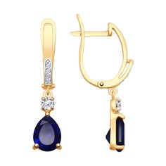 Серьги из желтого золота SOKOLOV 725500, корунд/фианит