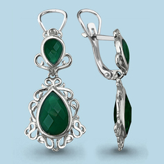 Серьги подвески из серебра Aquamarine 4443509_925_з, агат