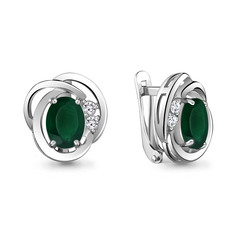 Серьги из серебра с агатом/фианитом Aquamarine 4741309А_925_р