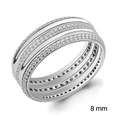 Кольцо обручальное из серебра р. 18,5 Aquamarine 62265А_925_р_18.5, фианит