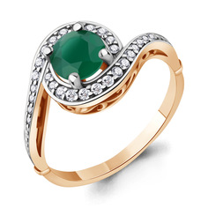 Кольцо из серебра р. 17 Aquamarine 6398509А_925_з_17, агат/фианит