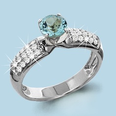 Кольцо из серебра с топазом/фианитом р.19 Aquamarine 6516102