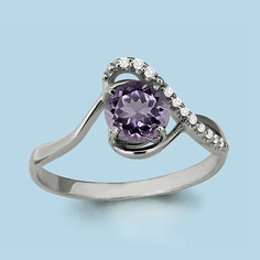 Кольцо из серебра с аметистом/фианитом р.17 Aquamarine 6551104А