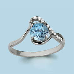 Кольцо из серебра с топазом/фианитом р.16 Aquamarine 6551105А