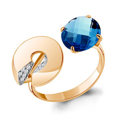 Кольцо из серебра р. 16,5 Aquamarine 6594693А_925_з_16.5, топаз искусственный/фианит