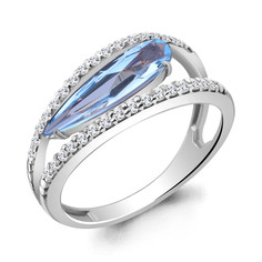 Кольцо из серебра р. 17 Aquamarine 6930592А_925_р_17, топаз искусственный/фианит