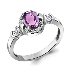Кольцо из серебра с аметистом р. 17 Aquamarine 6940604А_925_р