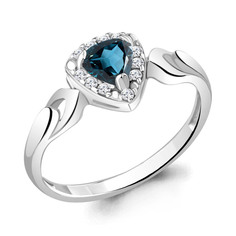Кольцо из серебра р. 18 Aquamarine 6942508А_925_р_18, топаз/фианит