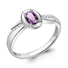 Кольцо из серебра р. 17,5 Aquamarine 6942604А_925_р_17.5, аметист/фианит
