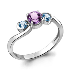 Кольцо из серебра р. 17 Aquamarine 6942930_925_р_17, аметист/топаз