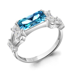 Кольцо из серебра р. 18 Aquamarine 6956793_925_р_18, топаз искусственный/фианит