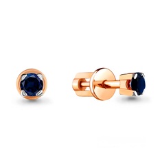 Серьги пусеты из красного золота Aquamarine 940118к_585_кз, сапфир