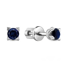 Серьги пусеты из белого золота Aquamarine 940210_585_бз, сапфир