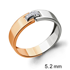Кольцо обручальное из красного золота р. 17 Aquamarine 962799Ак_585_кз_17, бриллиант