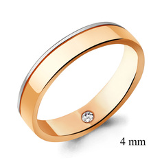 Кольцо обручальное из красного золота р. 16 Aquamarine 963117к_585_кз_16, бриллиант