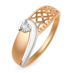 Кольцо из красного золота р. 18,5 585Gold 101012341, бриллиант