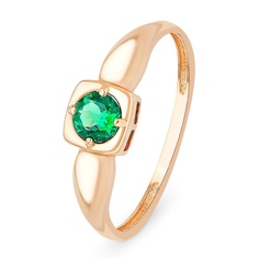 Кольцо из красного золота р. 16 585Gold 101013788, изумруд искусственный
