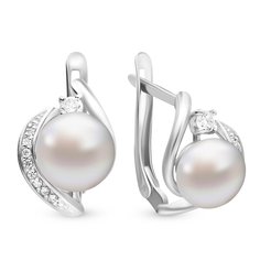 Серьги из серебра 585Gold 702006239, жемчуг культивированный/фианит